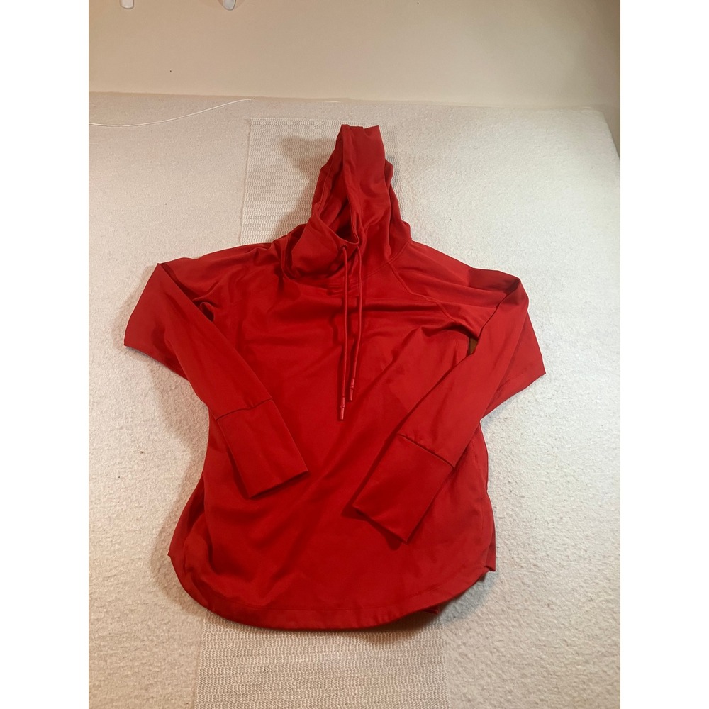 Mono B Mens Red Activewear Hoodie Crossover Funnel Neck Pullover Size S